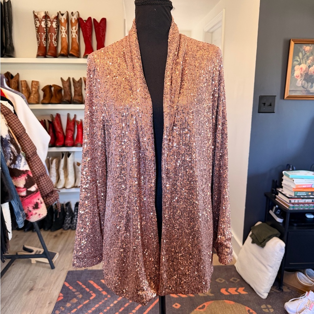 Sadie & Sage Sequin Blazer in Rose Gold